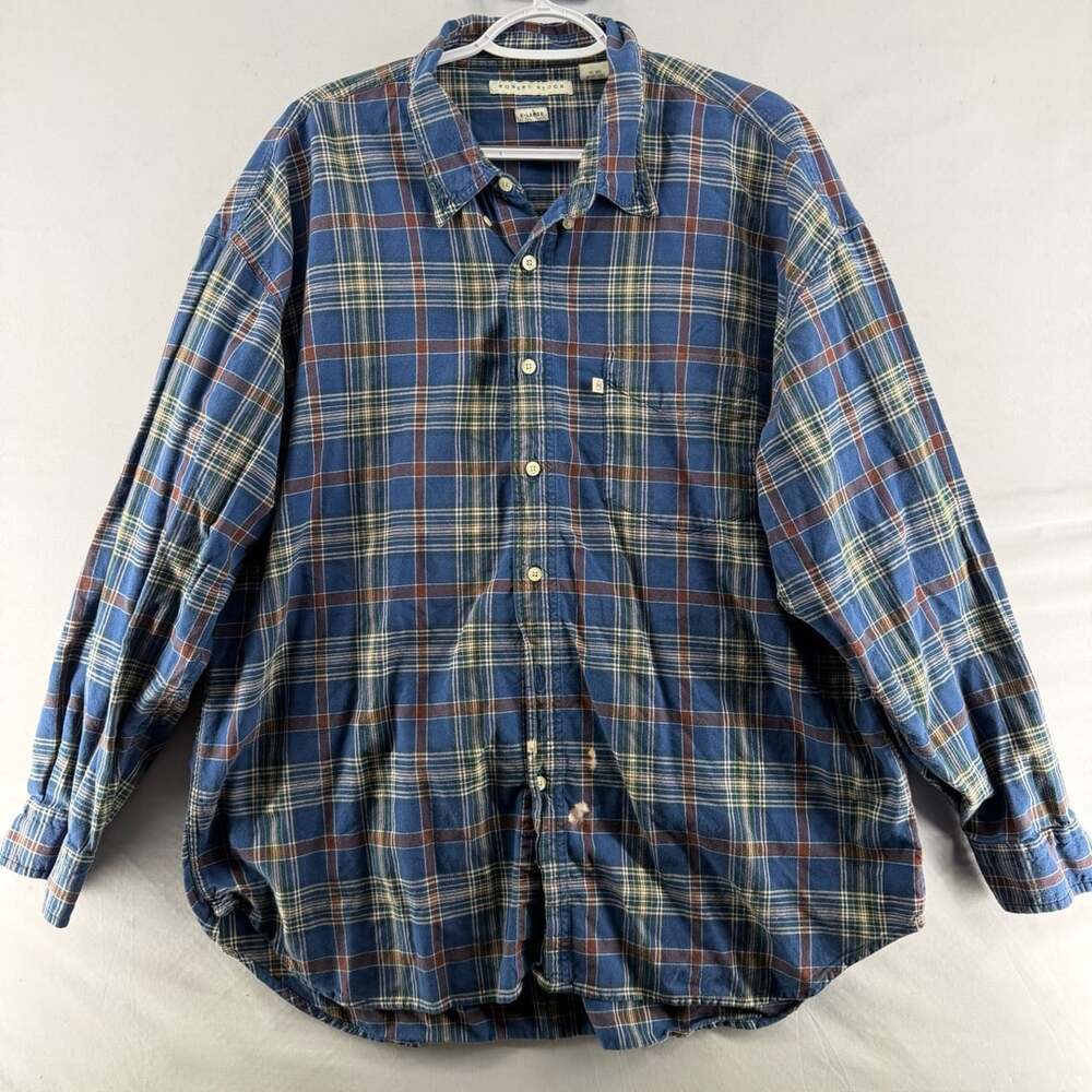 1558 Robert Stock Flannel Button Down Shirt Size X-Large